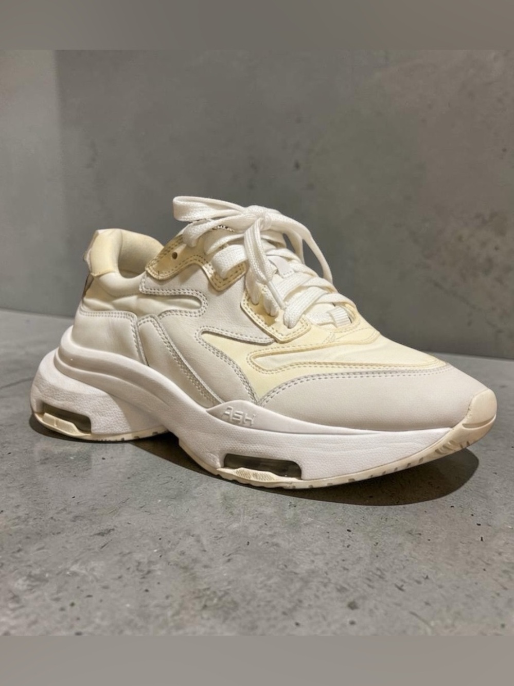 Ash Off-White and Cream Platform Sneakers